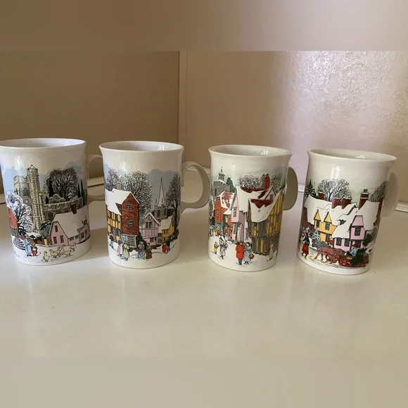Coffee/hot cocoa Dunoon Christmas mugs 
Set of 4 fine stoneware.Made in Scotland - Picture 2 of 15